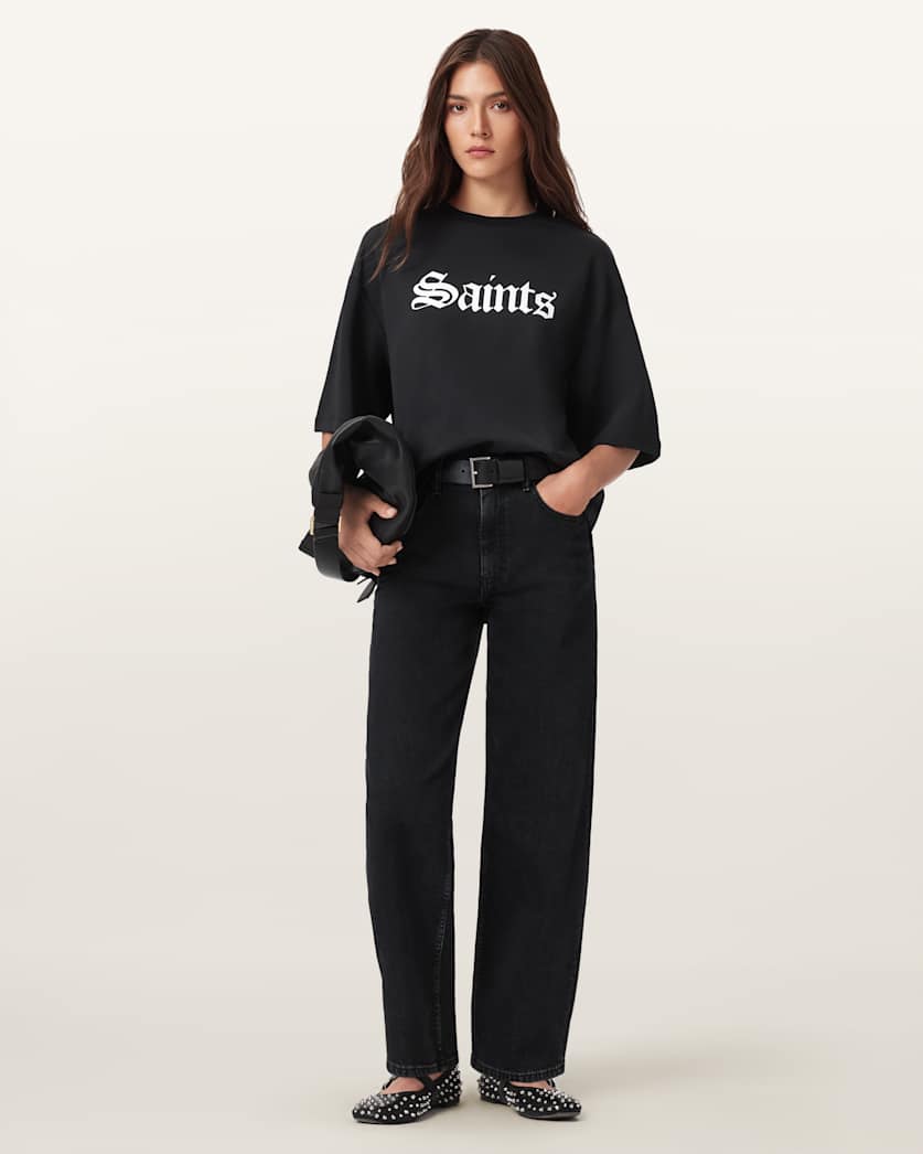 AllSaints Saint Amelie Oversized T Shirt Women's Optic White Women's