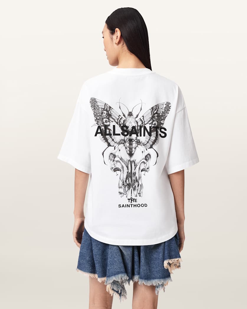 AllSaints Halis Oversized Amelie T Shirt Women's Sandy White Women's
