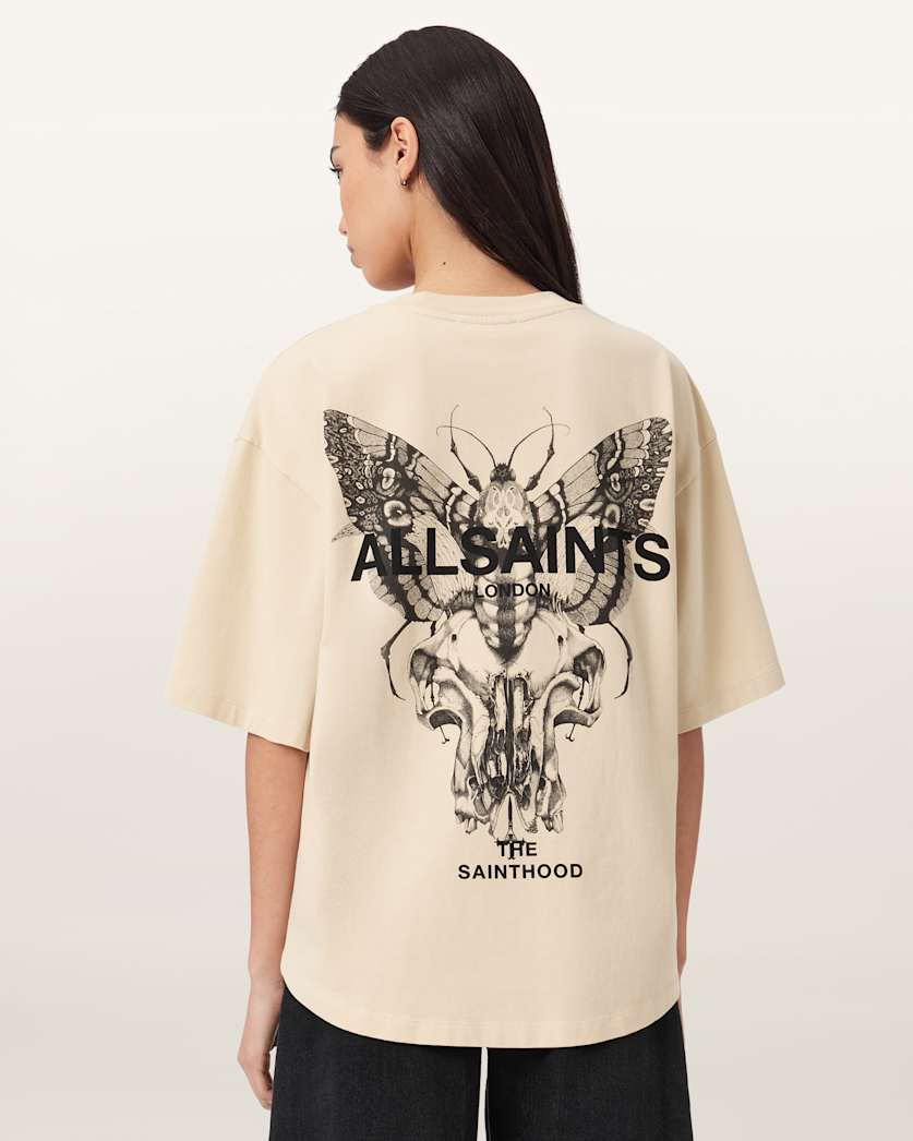 AllSaints Halis Oversized Amelie T Shirt Women's Sandy White Women's