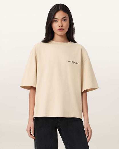 AllSaints Halis Oversized Amelie T Shirt Women's Sandy White Women's