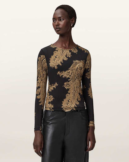 AllSaints Katlyn Bodycon Fit Top Women's Ella Black Women's