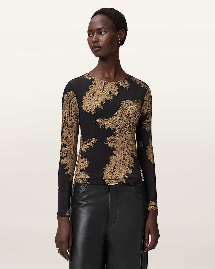 AllSaints Katlyn Bodycon Fit Top Women's Ella Black Women's