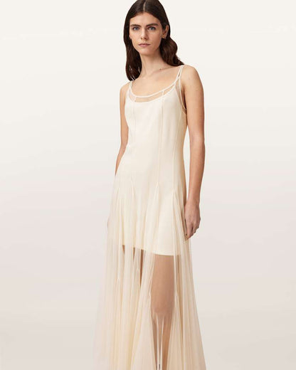 AllSaints Harmonia Slim Fit 2 In 1 Dress Women's Tofu White Women's