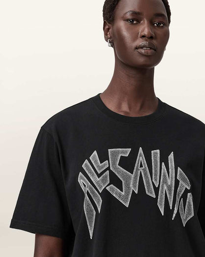 AllSaints Zinc Boyfriend T Shirt Women's Black Women's