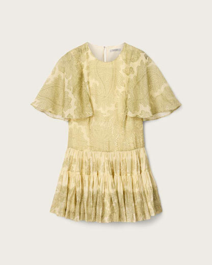 AllSaints Yanna Slim Fit Tiered Mini Dress Women's Joanne Gold Green Women's