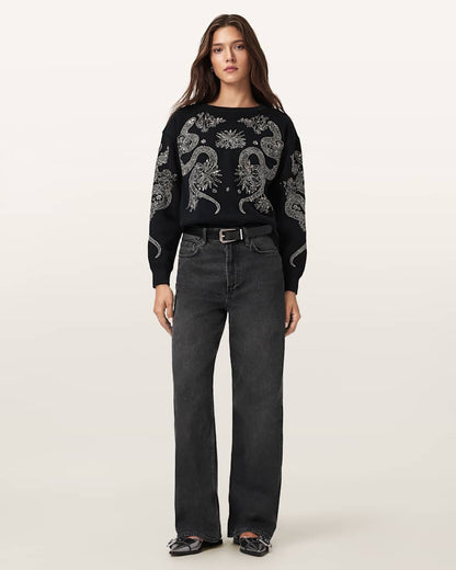 AllSaints Cecile Embellished Pippa Sweatshirt Women's Black Women's