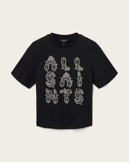AllSaints Ella Lisa Embellished T Shirt Women's Black Women's