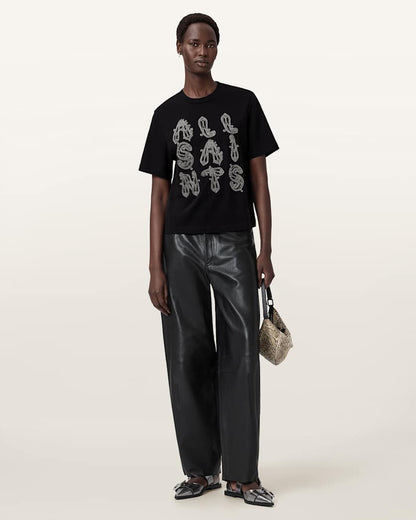 AllSaints Ella Lisa Embellished T Shirt Women's Black Women's