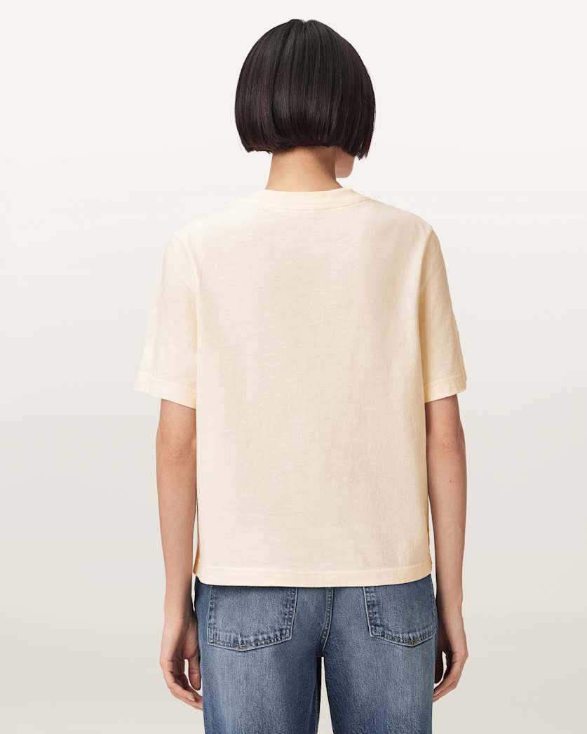 AllSaints Lisa Embossed Crew Neck T Shirt Women's Pebble White Women's