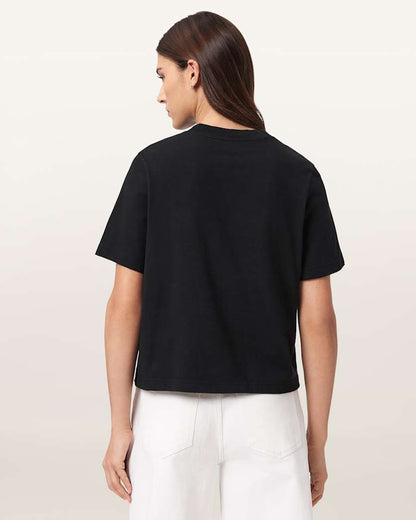 AllSaints Lisa Embossed Crew Neck T Shirt Women's Pebble White Women's