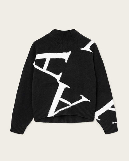 AllSaints A Star Wool Blend Sweater Women's Black/White Women's