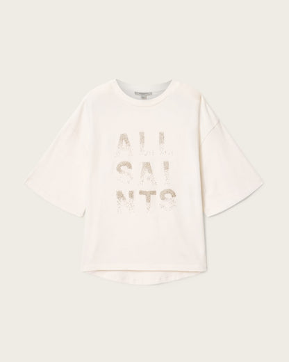 AllSaints Stacks Amelie Oversized Embellished T Shirt Women's Optic White Women's