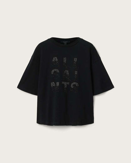 AllSaints Stacks Amelie Oversized Embellished T Shirt Women's Optic White Women's