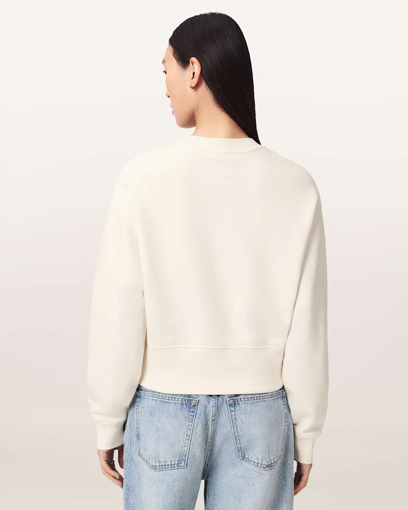AllSaints Stacks Separo Embellished Cropped Sweatshirt Women's Optic White Women's