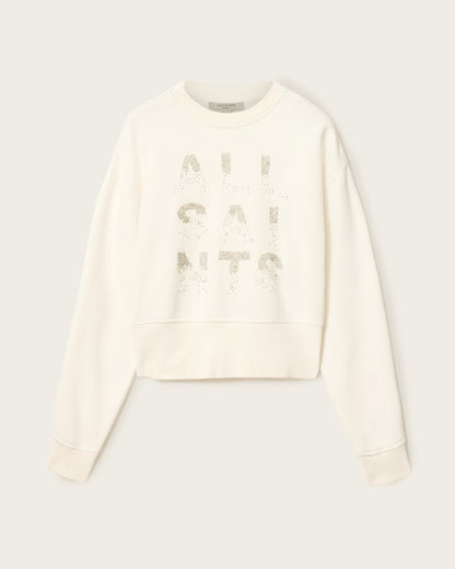 AllSaints Stacks Separo Embellished Cropped Sweatshirt Women's Optic White Women's