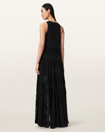 AllSaints Dorina Sleeveless Ruched Maxi Dress Women's Black Women's