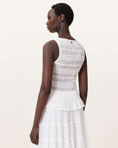 AllSaints Marion Shirred Sleeveless Top Women's Oyster White Women's