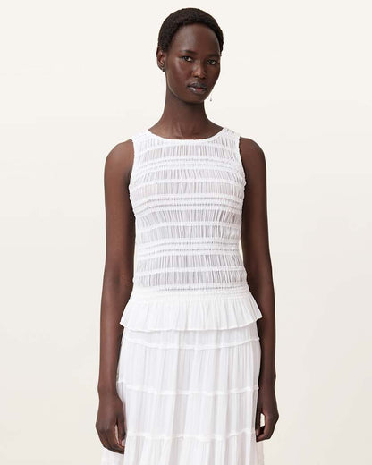 AllSaints Marion Shirred Sleeveless Top Women's Oyster White Women's