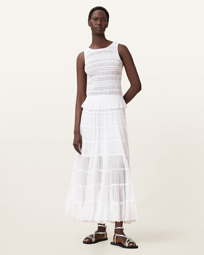 AllSaints Marion Shirred Sleeveless Top Women's Oyster White Women's