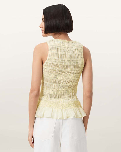 AllSaints Marion Shirred Sleeveless Top Women's Oyster White Women's