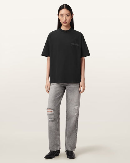 AllSaints Odyssey Etta Oversized T Shirt Women's Black Women's