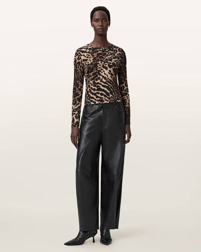 AllSaints Katlyn Bodycon Fit Top Women's Pardus Honey Brown Women's