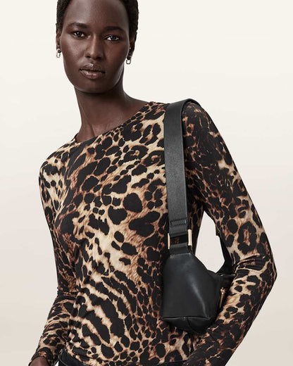 AllSaints Katlyn Bodycon Fit Top Women's Pardus Honey Brown Women's