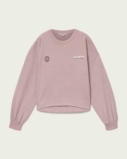 AllSaints Emblem Oversized Lila Sweatshirt Women's Dusty Lilac Women's