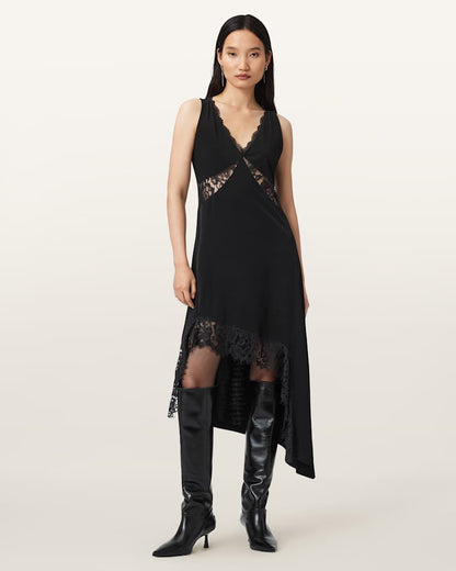 AllSaints Lailey Asymmetric Dress Women's Black Women's