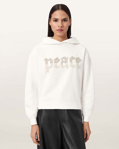 AllSaints Peace Pippa Embellished Hoodie Women's Optic White Women's