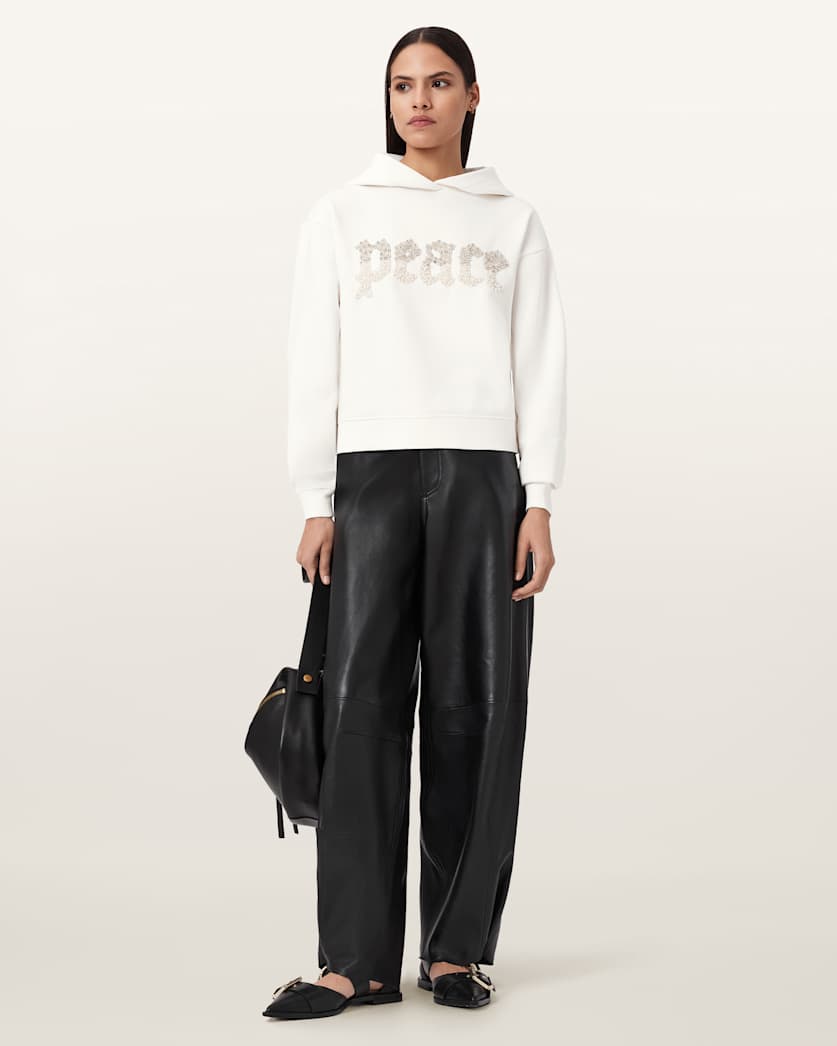AllSaints Peace Pippa Embellished Hoodie Women's Optic White Women's
