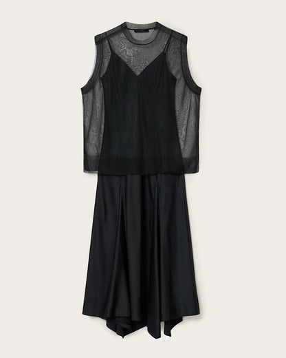 AllSaints Ava Sleeveless Satin Midi Dress Women's Chalk White Women's