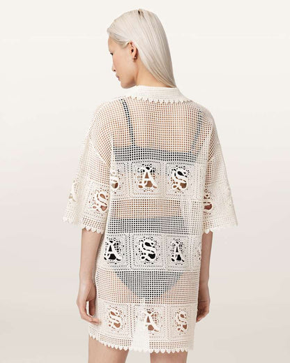 AllSaints Kyra Open Knit Mini Dress Women's Chalk White Women's