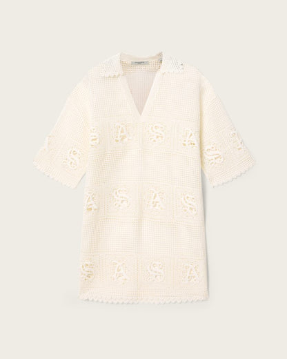 AllSaints Kyra Open Knit Mini Dress Women's Chalk White Women's