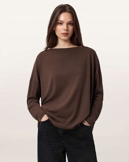 AllSaints Rita Relaxed Fit T Shirt Women's Bitter Brown Women's