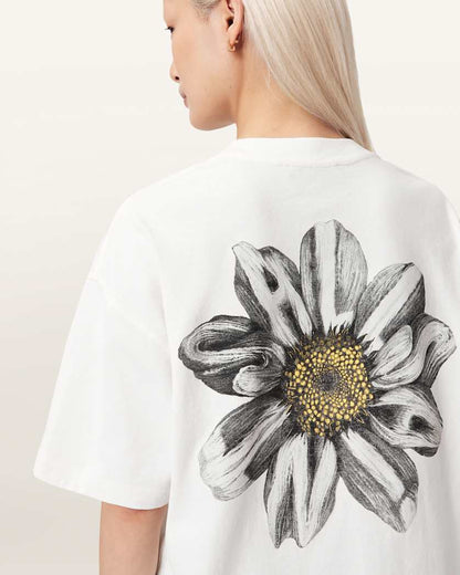 AllSaints Petal Etta Oversized T Shirt Women's Chalk White Women's
