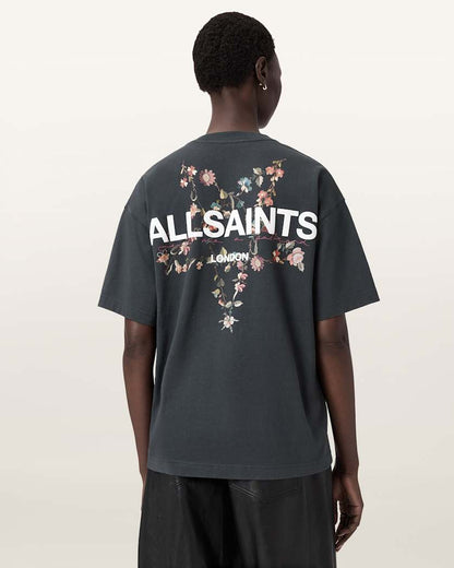 AllSaints Pentacle Oversized Etta T Shirt Women's Washed Black Women's