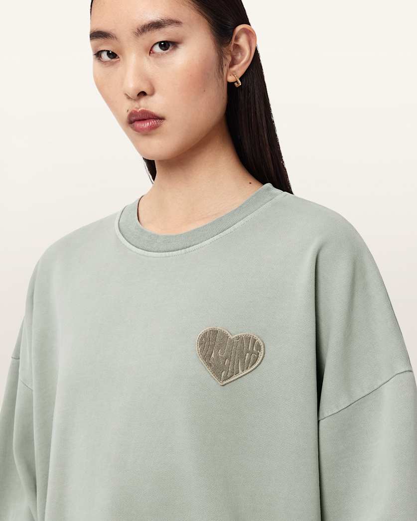 AllSaints Lover Oversized Crew Neck Sweatshirt Women's Abbey Stone Green Women's