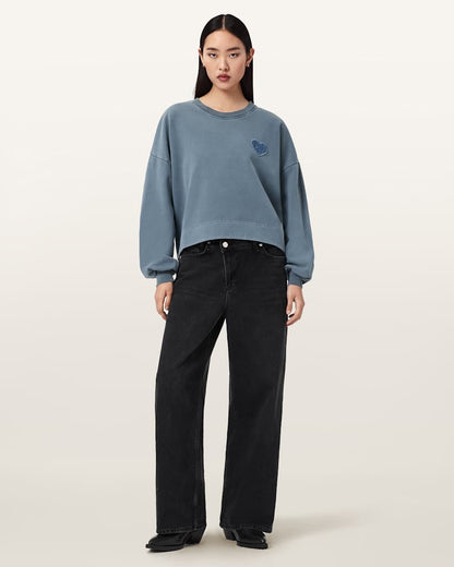 AllSaints Lover Oversized Crew Neck Sweatshirt Women's Abbey Stone Green Women's