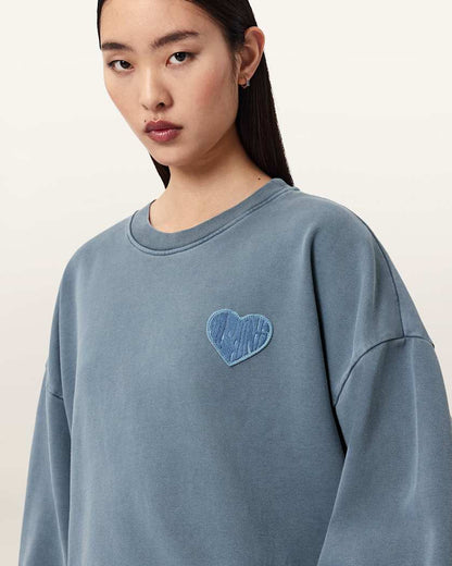 AllSaints Lover Oversized Crew Neck Sweatshirt Women's Abbey Stone Green Women's