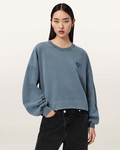 AllSaints Lover Oversized Crew Neck Sweatshirt Women's Abbey Stone Green Women's