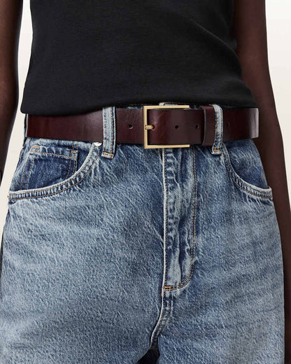 AllSaints Etta Leather Belt Women's Gypsum White Women's