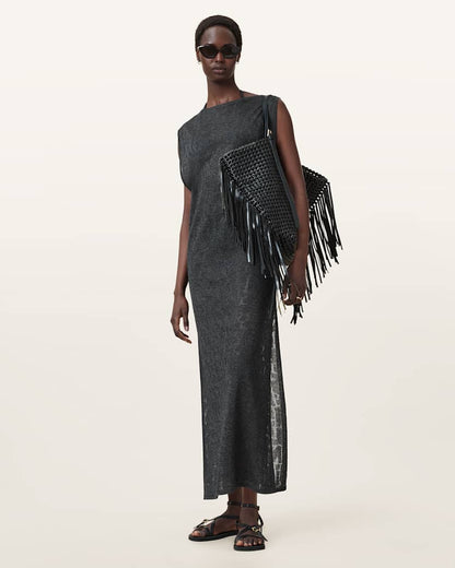 AllSaints Kaito Jacquard Sleeveless Maxi Dress Women's Carbon Grey Women's