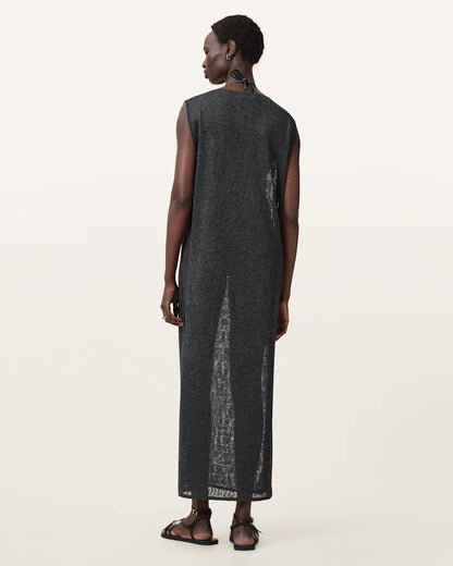AllSaints Kaito Jacquard Sleeveless Maxi Dress Women's Carbon Grey Women's