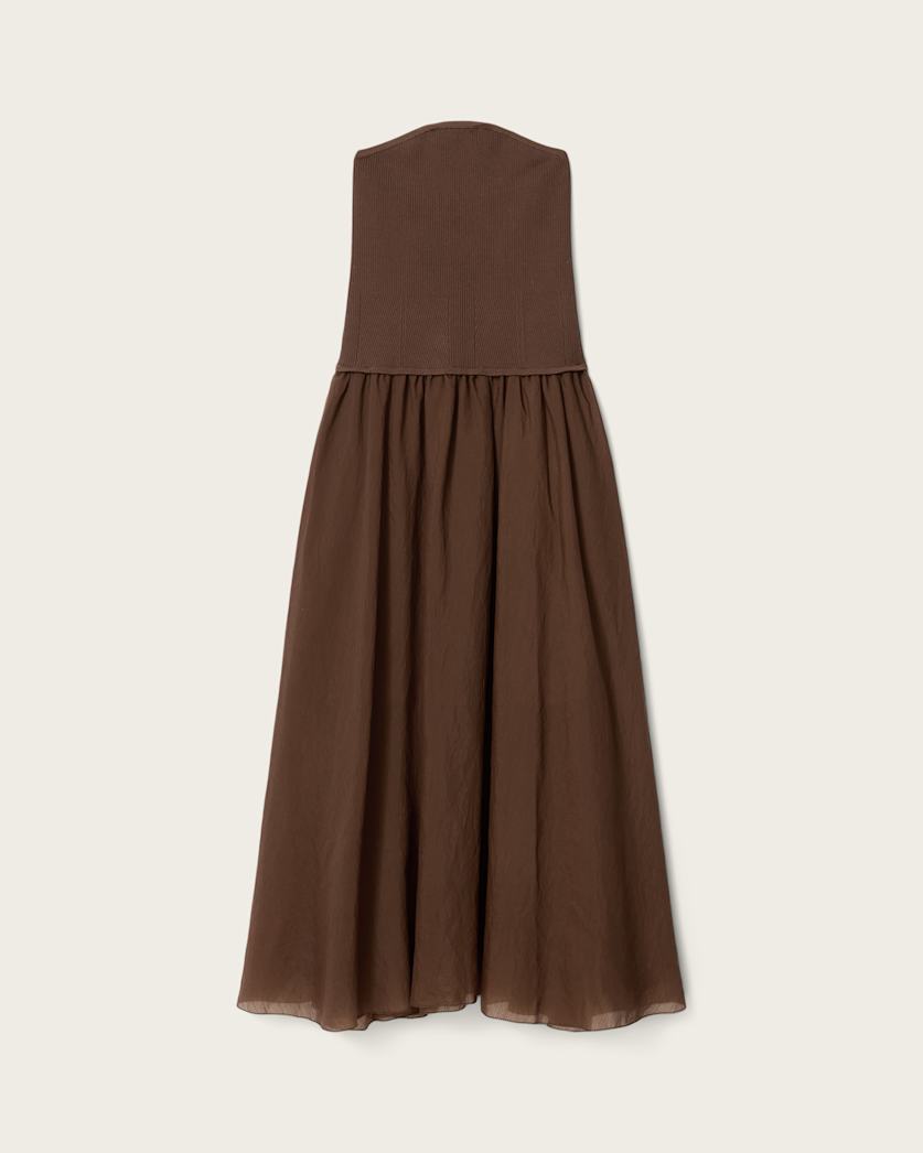 AllSaints Tegan Hybrid Bodycon Maxi Dress Women's Penny Brown Women's