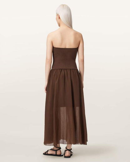 AllSaints Tegan Hybrid Bodycon Maxi Dress Women's Penny Brown Women's