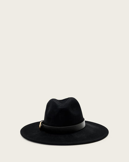AllSaints Fae Wool Fedora Women's Black/Warm Brass Women's