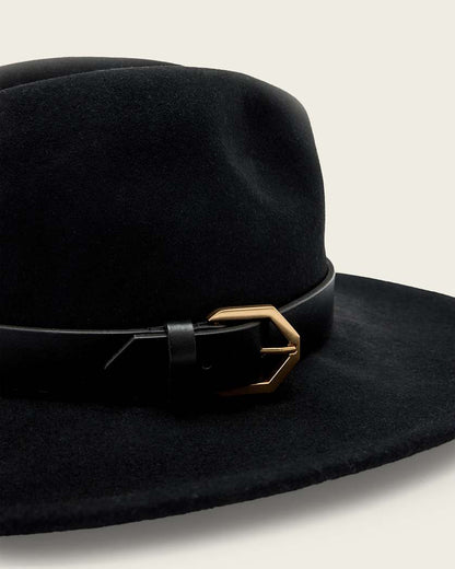 AllSaints Fae Wool Fedora Women's Black/Warm Brass Women's