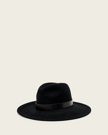 AllSaints Fae Wool Fedora Women's Black/Warm Brass Women's
