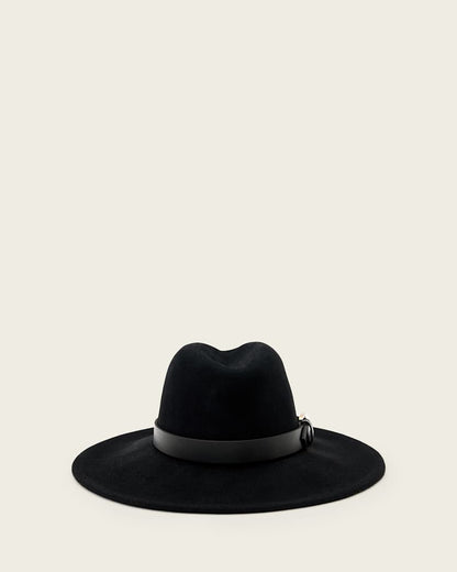 AllSaints Fae Wool Fedora Women's Black/Warm Brass Women's